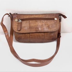 Vintage Fossil Crosstown Crossbody Pebbled, Leather Multi Compartment Ergo Bag